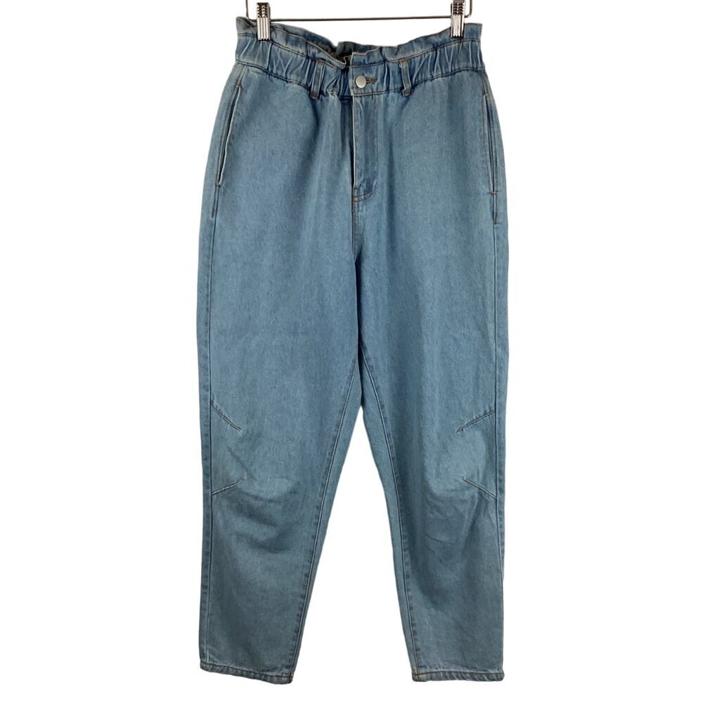 Entro The Dani‎ Elastic Waist Light Wash High-Waisted Jeans Small Relaxed Denim